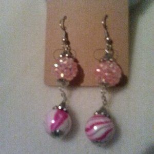 Women's Handmade Pink Spiral Earrings